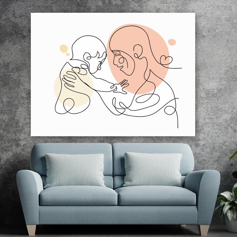 Πίνακας σε καμβά Line Art Mother and Baby